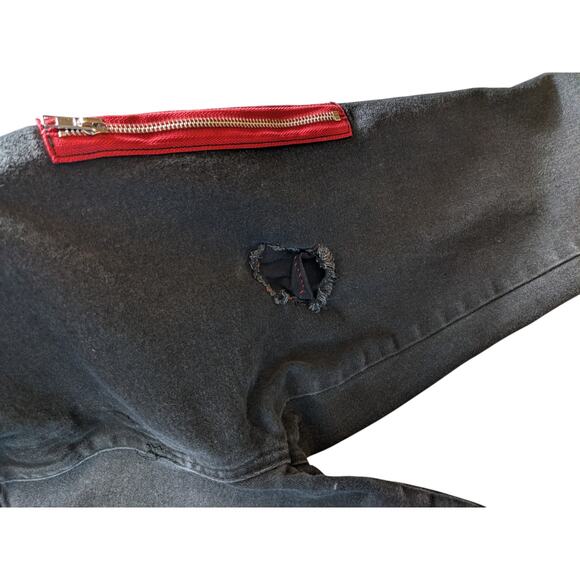 HT Denim Black Skinny Jeans Men 36x32 Distressed Punk Streetwear Style Edgy Rock - Picture 12 of 14